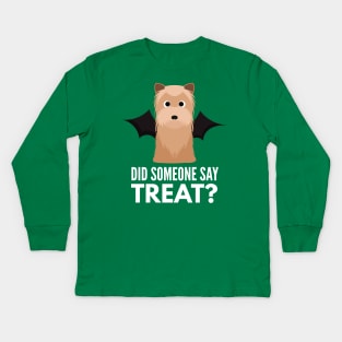 Yorkshire Terrier Halloween Trick or Treat Kids Long Sleeve T-Shirt